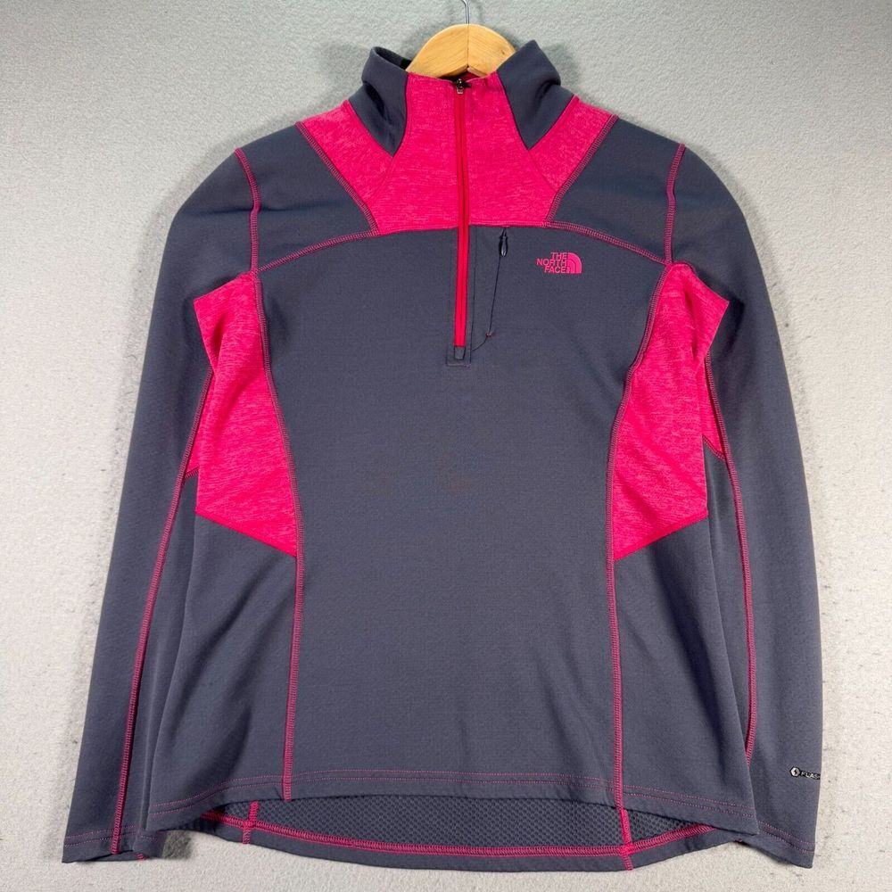 The North Face Half Zip Sweatshirt Women Medium Gray Pink Flash Dry Active